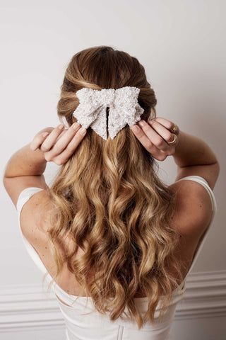 Coco Pearl Bow Barrette | Gold