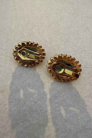 1980's Turquoise Stone Rope Earrings (Clip-on)