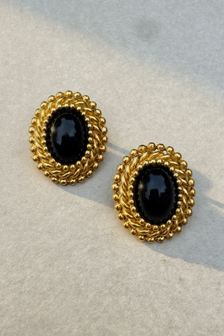 1980's Black Rope Earrings (Clip on)