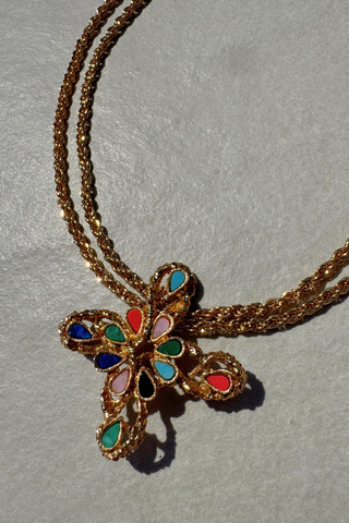 1970s Enamel Italian Cross & Rope Chain