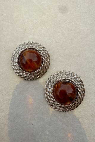 1980's Brown Rope Earrings (clip on)