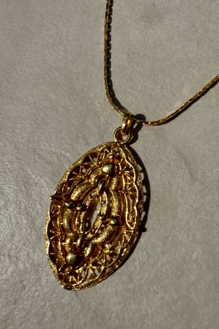 1970s Long Aztec Pendant w/ Snake Chain