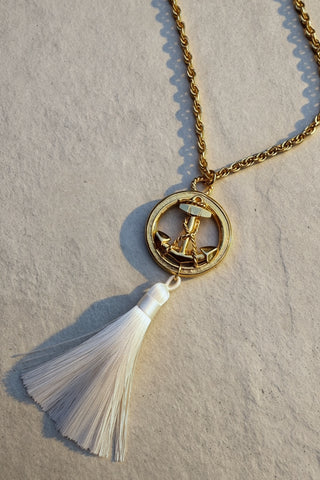 1980s White Tassel & Anchor Pendant