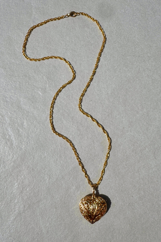 1970s Heart Pendant & Rope Chain