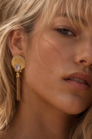 Soleil Tassel Shell Earrings (removable tassels)
