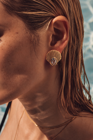 Soleil Tassel Shell Earrings (removable tassels)