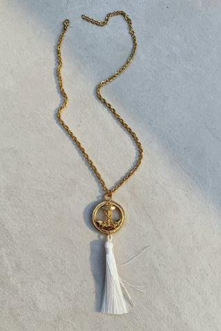 1980s White Tassel & Anchor Pendant