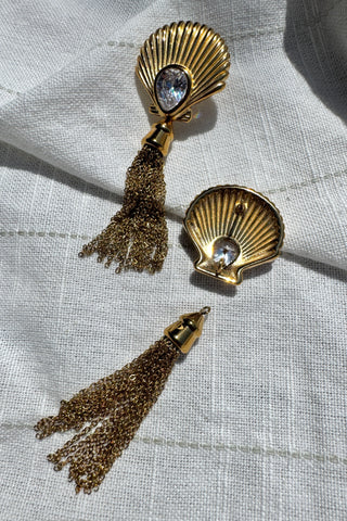 Soleil Tassel Shell Earrings (removable tassels)