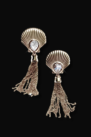 Soleil Tassel Shell Earrings (removable tassels)