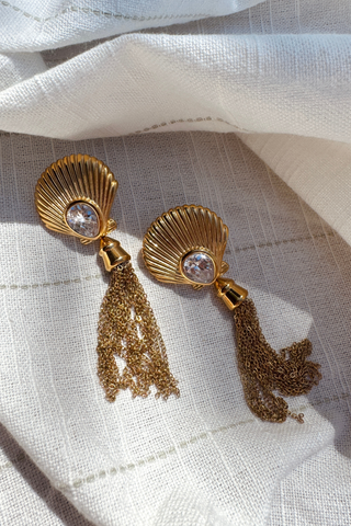 Soleil Tassel Shell Earrings (removable tassels)