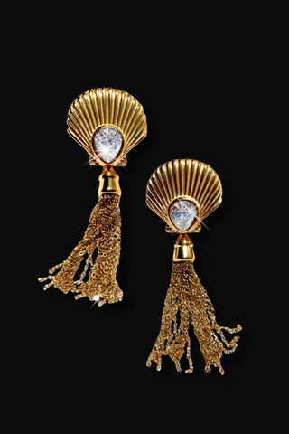 Soleil Tassel Shell Earrings (removable tassels)