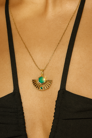 Emerald Fan Necklace - 14k Gold