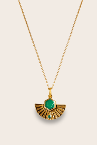 Emerald Fan Necklace - 14k Gold