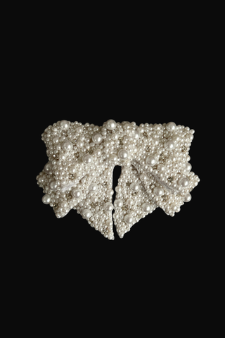 Coco Pearl Bow Barrette | Silver