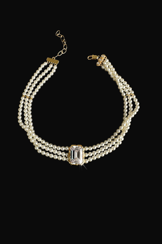 Vivi - Emerald Cut Pearl Choker