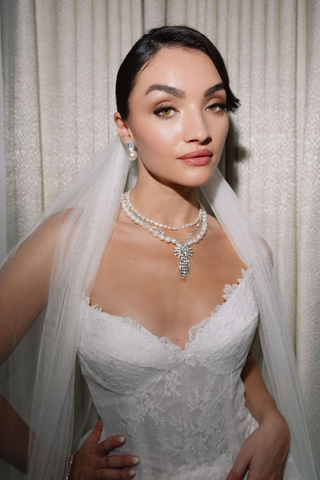 Vivi Emerald Cut Pearl Earrings