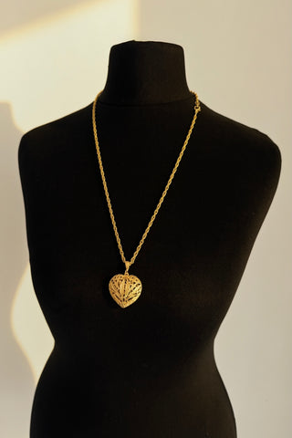 1970s Heart Pendant & Rope Chain