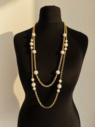 1990s Double Pearl Chain Necklace