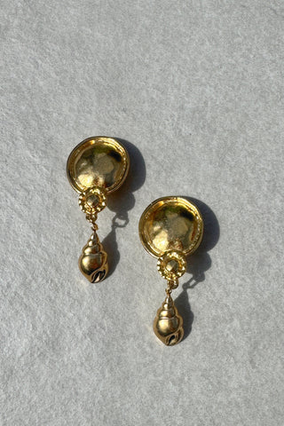 1980's Shell Disc Earrings (Clip-on)
