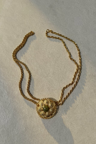 1970s Olive Green Brooch Necklace
