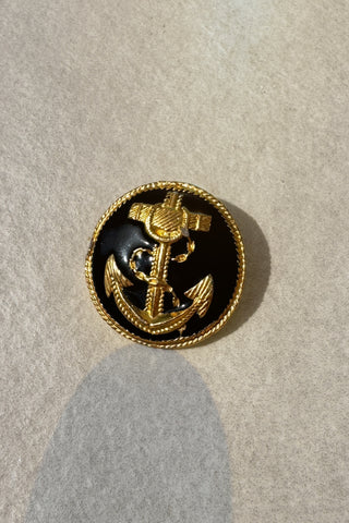 1980s Black Anchor Brooch