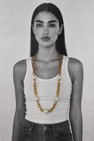 1980s NYC Statement Chain & Pearl Necklace