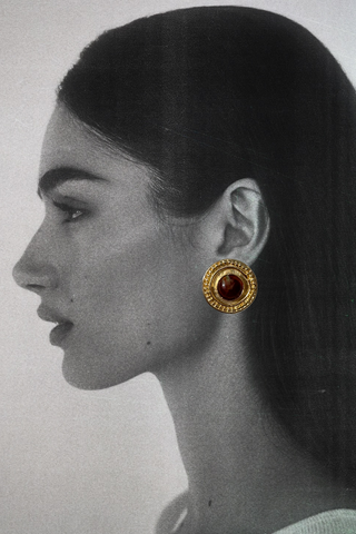 1980's Brown Textured Disc Earrings (Clip-on)